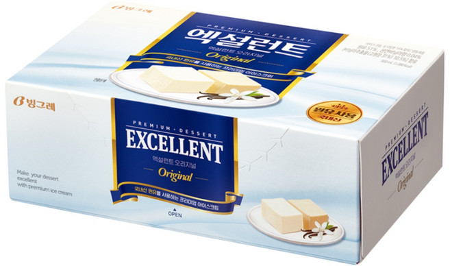 빙그레 더엑설런트 오리지널 아이스크림, 800ml, 4개