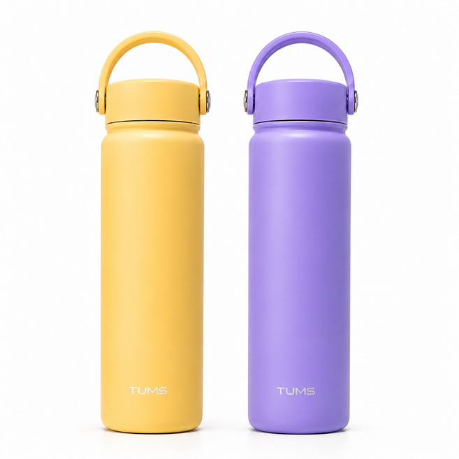 5위 - 텀스 올데이즈 핸들 텀블러 심플고리형 손잡이 2개세트구성, 1개, 540ml, 파스텔톤 옐로우 1개 + 퍼플