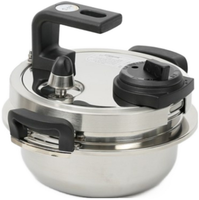 인덕션 사용가능 스텐 통3중 압력솥 + 대나무 받침대 세트 상품, 혼합, 1세트, 2.2L