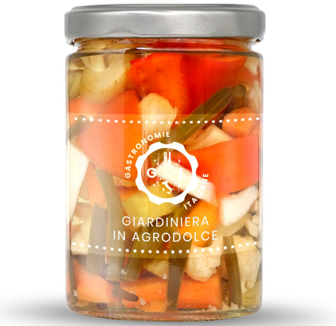 가스트로노미 새콤달콤한 혼합 피클 자르디니에라 - SWEET AND SOUR GIARDINIERA - Gastronomie Italiane, 15/07/2025, 1박스, 330g
