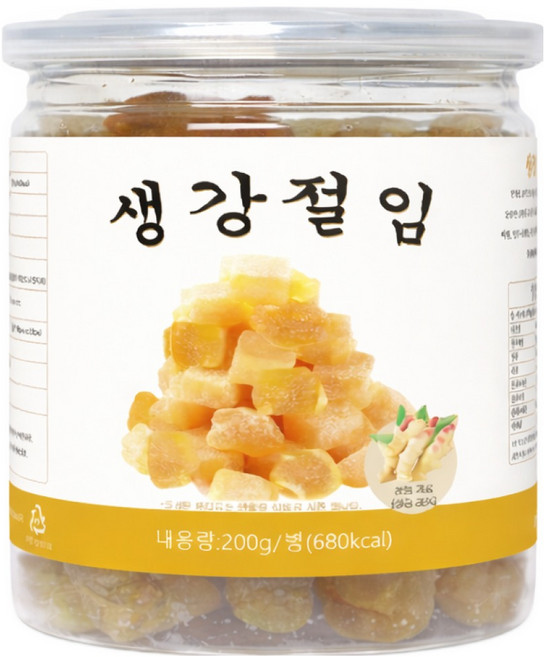 프리미엄 건강 생강 큐브 스낵 자연건조 한입 간식, 1개, 200g