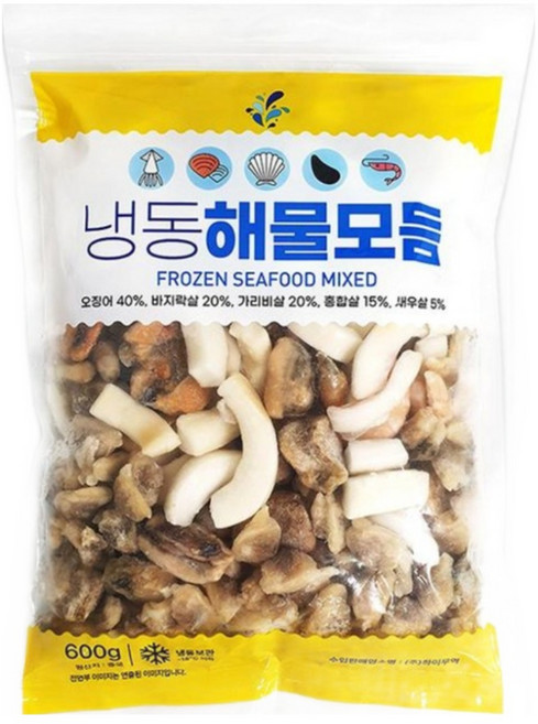 황소고집 놀부네 냉동 해물 모듬 지퍼백 포장, 3개, 600g