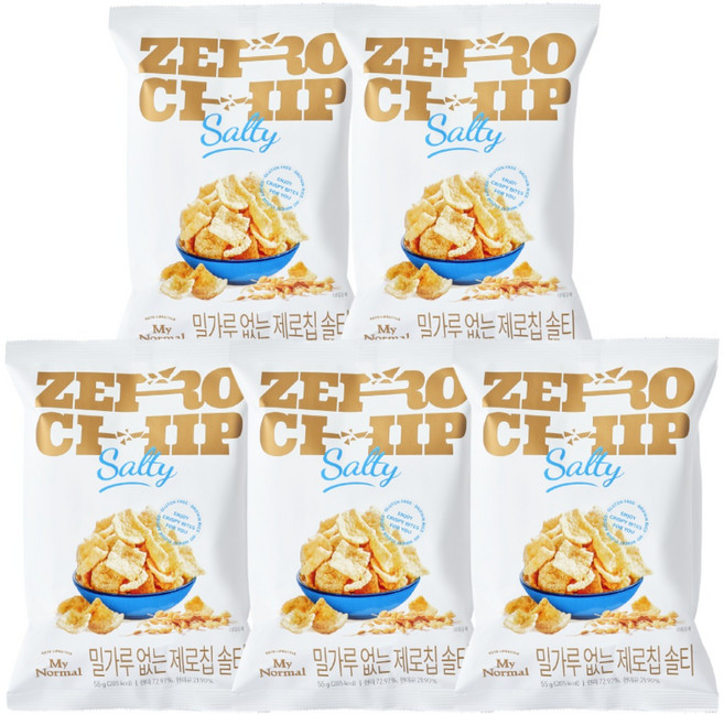 마이노멀 밀가루 없는 제로칩 솔티맛 저당 과자 100% 유기농 현미칩, 5개, 55g