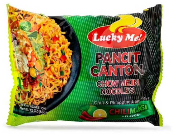 Lucky Me Instant Pancit Canton Chow Mein 칠리만시 맛 60g 360g, 12개