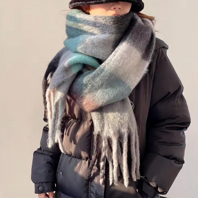 소울린느 부드러운 감촉의 고급스러운 체크 울 머플러 (8colors)