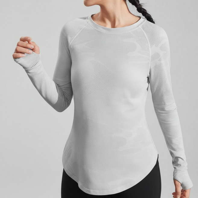 파스치노 여성 러닝 메쉬 라운드 긴팔 티셔츠