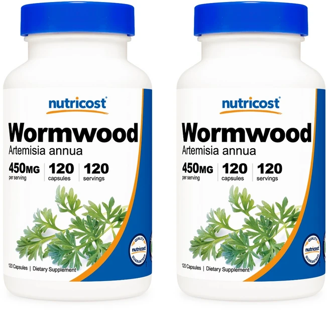 뉴트리코스트 쓴쑥 약쑥 웜우드 Wormwood 450mg 120캡슐 x 2통, 120정 - 쿠팡