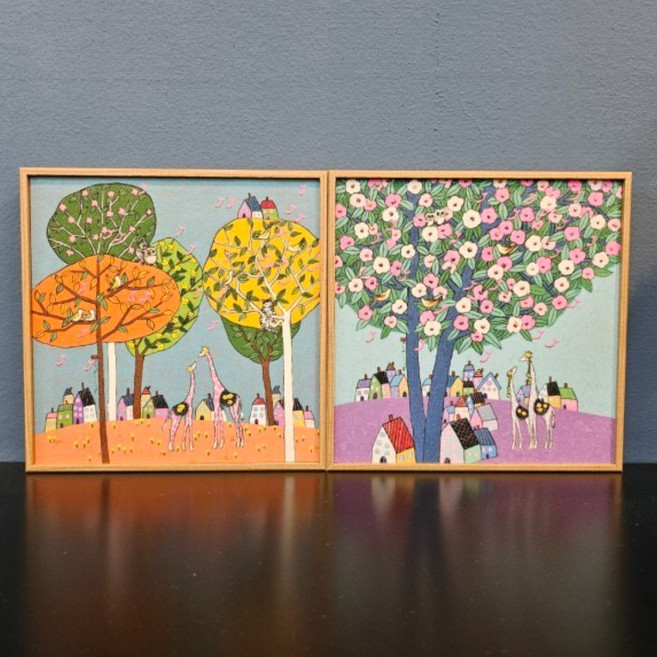 두요 김민정 - 사랑의 꽃잎처럼 바람처럼 그대 곁에 기린그림 탁상액자 답례품 그림선물, 2.바람처럼 그대 곁에, 1.화이트 액자