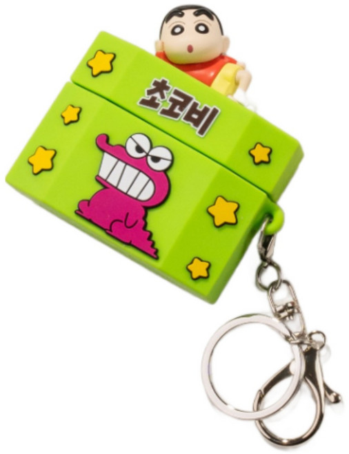 짱구 심심해 피규어 실리콘 1/2세대 공용 키링 케이스, 맹구 돌맹이