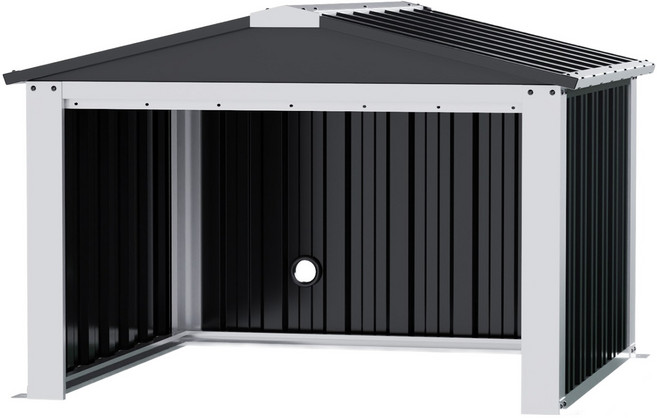 철제 야외 창고 소형 플라스틱 창고 대용 마당 정리함 다용도 보관함 캠핑장비 보관 블랙, black