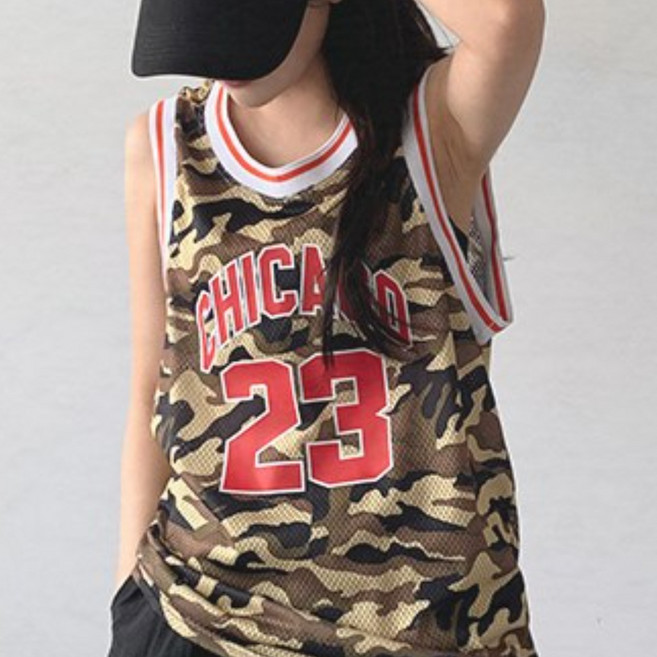 모모핏 시카고 밀리터리 메쉬 나시 슬리브리스 블록코어 Y2K