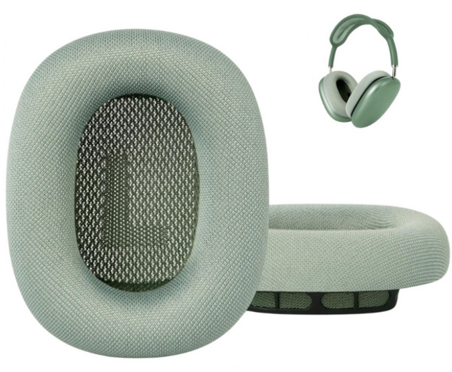 에어팟 맥스 와 호환되는 호환 상품 에어팟맥스이어패드 이어패드 헤드셋 커버 귀마개 헤드폰 이어폰 커버 헤드폰캡 호환 상품에어팟맥스이어쿠션 AirPods Max 이어패드, 녹색 메쉬, 1개