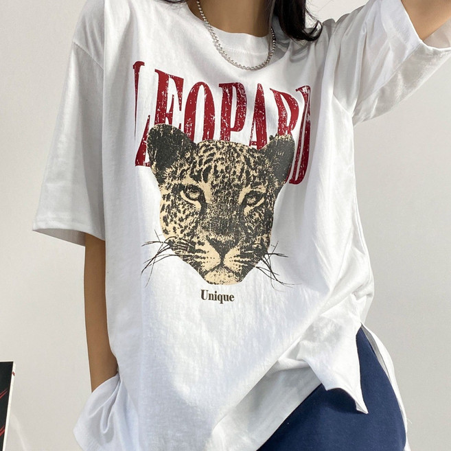 [주식디디댄스] 재규어 호피 반팔티 데일리 댄스복 공연복 무대복 힙합의상 축제의상