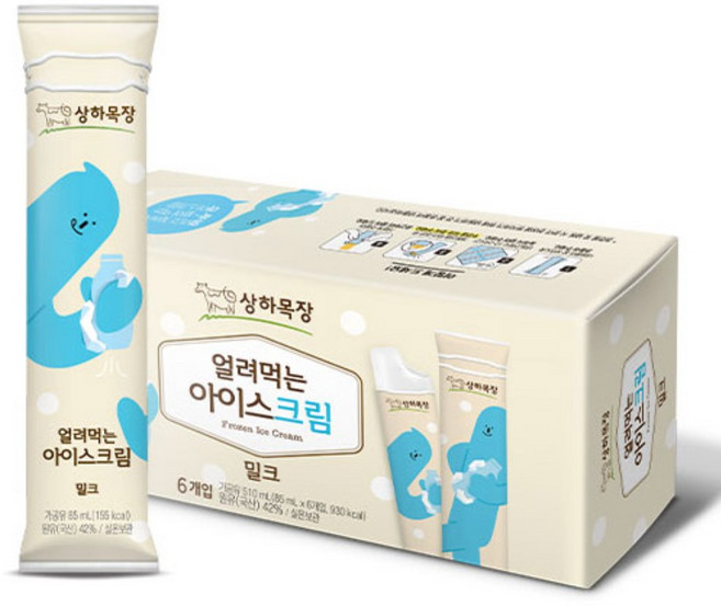 상하목장 얼려먹는 아이스크림 크림밀크, 85ml, 6개
