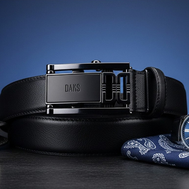 [백화점 정품 AS+선물포장] 닥스 블랙 무광 DD 로고 소가죽 자동 벨트