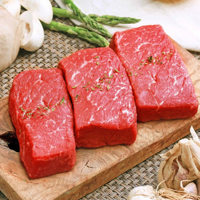 미트윈 소고기 GF등급 우둔살 중량 정형선택 소포장 냉동, 2kg, 1개, 스테이크, (100g)