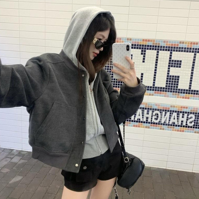 클로렉스 여성 캐주얼 항공 점퍼 포켓 블루종 자켓