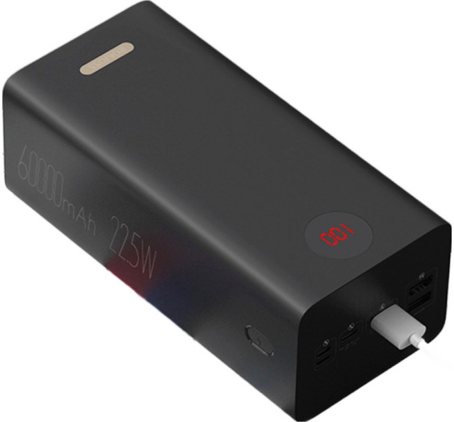 로모스 디스플레이 잔량 표시 멀티 충전 가능한 대용량 보조배터리 60000mAh PEA60 캠핑 차박 낚시용 최대 22.5W, 블랙