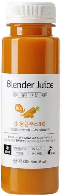 제주 당근 착즙액 100% 당근주스 홈메이드 NFC 비가열 블렌더주스, 10개, 210ml