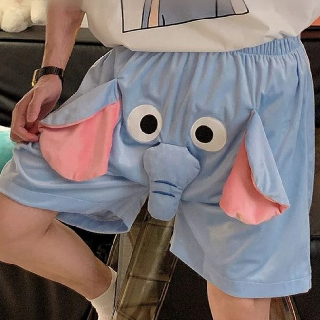 커플 재미있는 코끼리 반바지 부드럽고 편안한 소재 홈웨어 잠옷 필수템