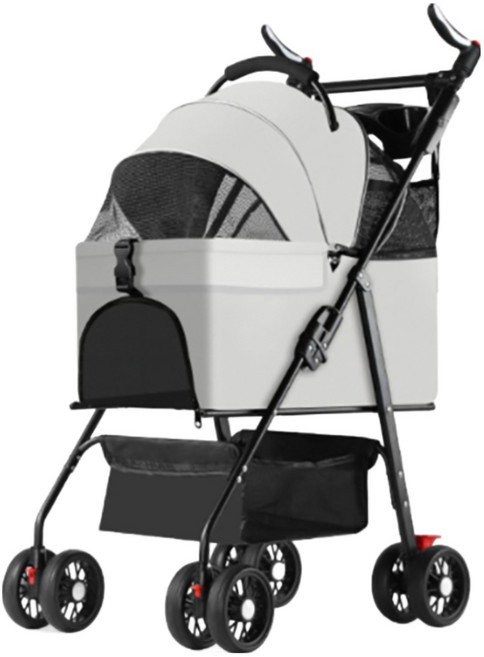 SODAM 분리형 반려동물 유모차 강아지 유모차 원터치 폴딩, 그레이