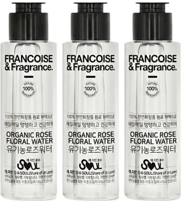 프랑스와즈 유기농 로즈워터 원액 100% 장미수토너 100ml 1+1+1, 3개