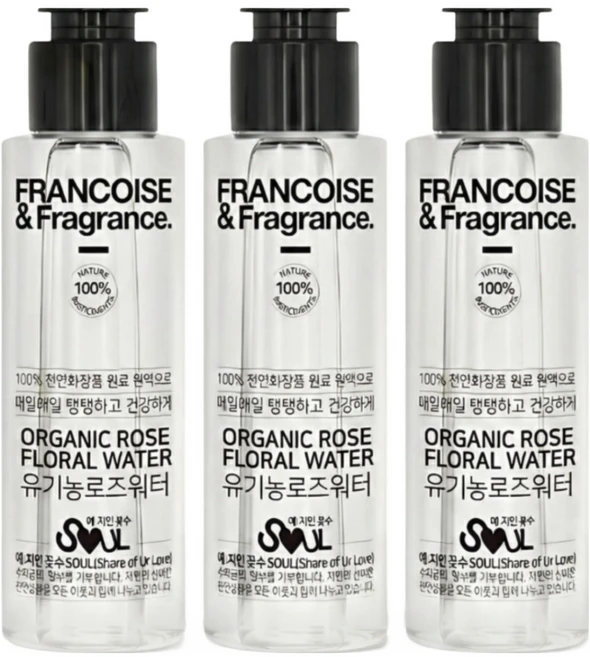 프랑스와즈 유기농 로즈워터 원액 100% 장미수토너 100ml 1+1+1, 3개 - 쿠팡