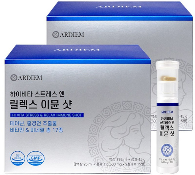 아르디엠 하이비타 스트레스 앤 릴렉스 올인원 이뮨 샷 25ml x 15병, 2개, 15회분