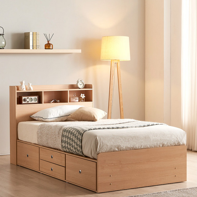 동서가구 미휴 수납헤드 깊은서랍 슈퍼싱글 SS 침대 프레임 DF635990, 메이플