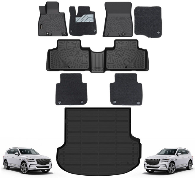 제네시스 GV80 5인승 TPE 카매트 운전석+조수석+뒷좌석+트렁크 매트 페이스리프트 부적합, 블랙, 제네시스 GV80 5인승 2021~2025