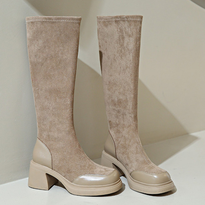 [정사이즈 주문추천] 미노스토리 스웨이드 슬림 키높이 롱부츠 7CM
