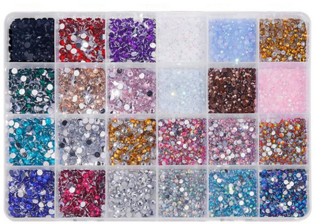 제이에스리빙 24종 3500pcs 다이아몬드 네일 큐빅파츠, 1개, 골드