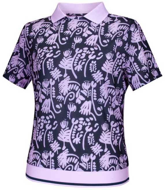 김영주 여성 골프웨어 빅플 나염 기능성 반팔 카라 티셔츠 스포츠 상의