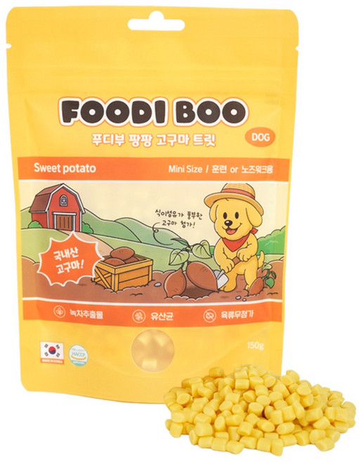 푸디부 강아지 간식 저칼로리 저알러지 노즈워크 트릿, 1개, 120g, 고구마