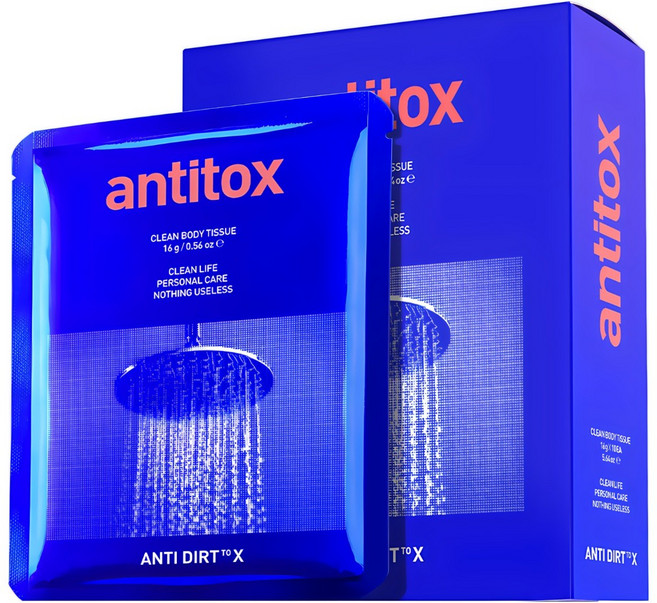 안티톡스 한장샤워 클린 바디티슈 10p, 160g, 3개