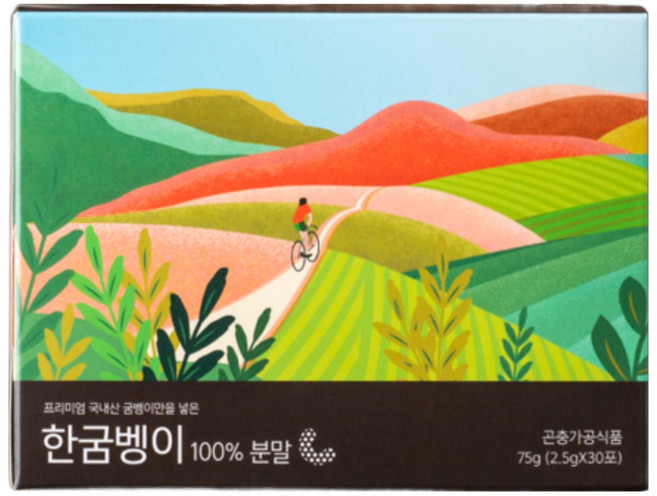 [첨가물X 순수원물] 국내산 건조 굼벵이가루 꽃벵이가루 과립스틱형 한굼벵이 75g 한달분(30포) 두달분(60포) [두달분 구매시 1만원 할인], 1박스