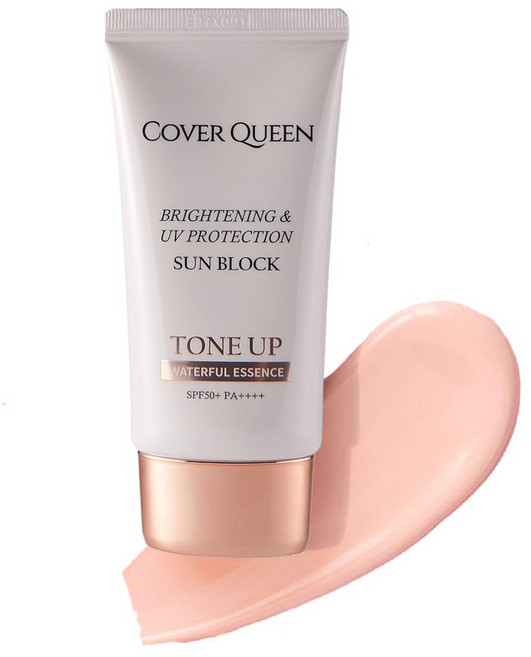 커버퀸 톤업 워터풀 에센스 선크림 SPF50+ PA++++ 브라이트닝 자외선차단, 1개, 50g