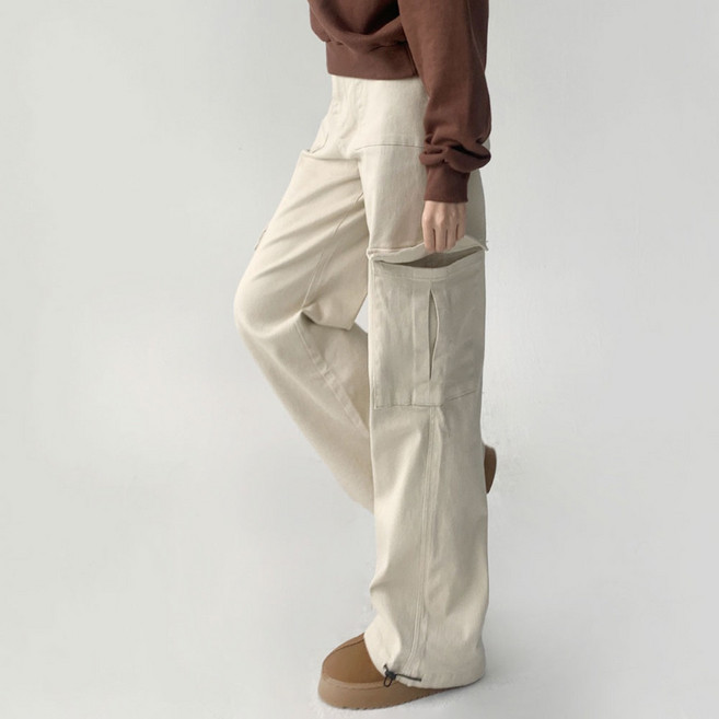 페이버릭 여성용 카고 팬츠 일자핏 와이드 스판바지 조거 기장선택