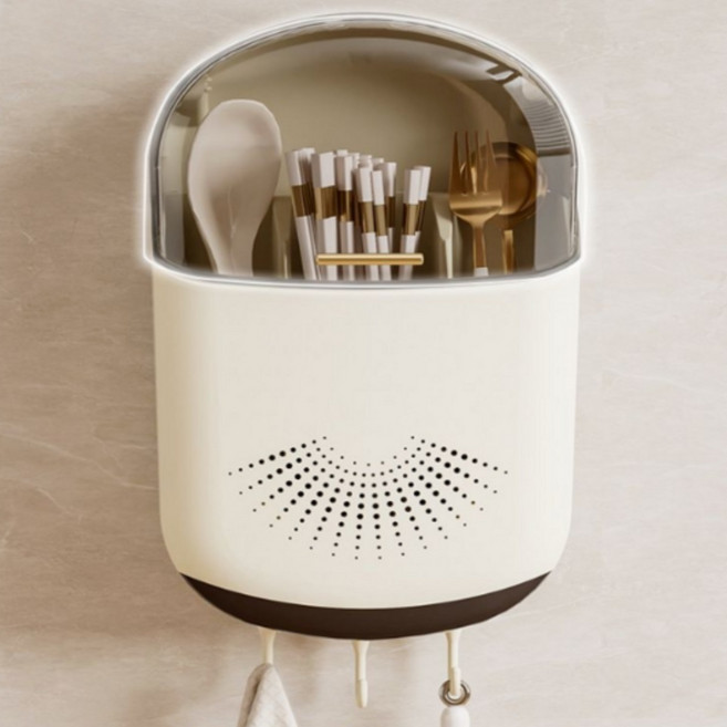 라라문 무타공 물빠짐 벽걸이 3구수저통, 1개, 화이트