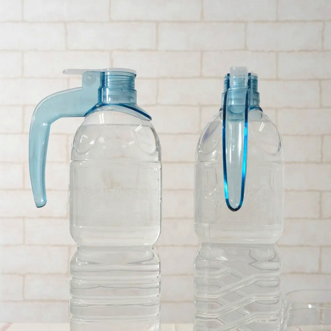 오늘새로 생수병 페트병 손잡이 1리터 2리터 물병, 투명, 2개