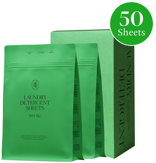 구다 시트 세탁세제 친환경 고농축 세제 일반드럼공용, 1박스, 50매입