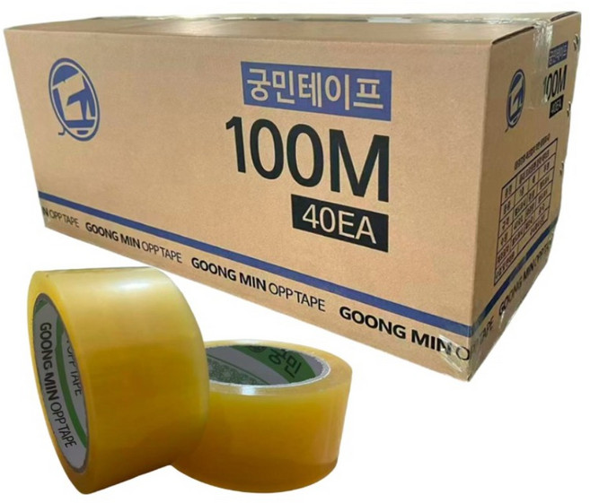 궁민 opp 박스 테이프 경포장 투명 포장용 100m, 6개