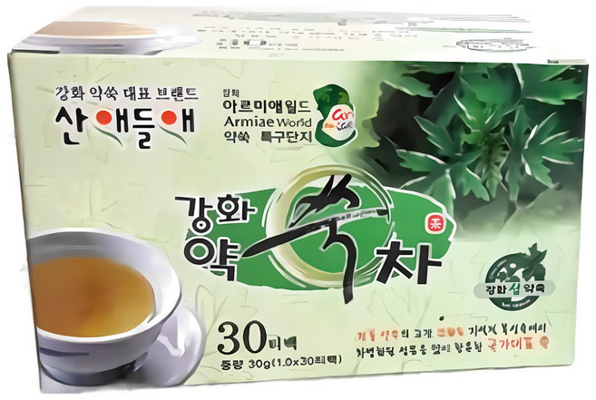 강화사자발쑥 [산애들애] 강화약쑥 티백차 30티백, 1g, 30개입, 3박스