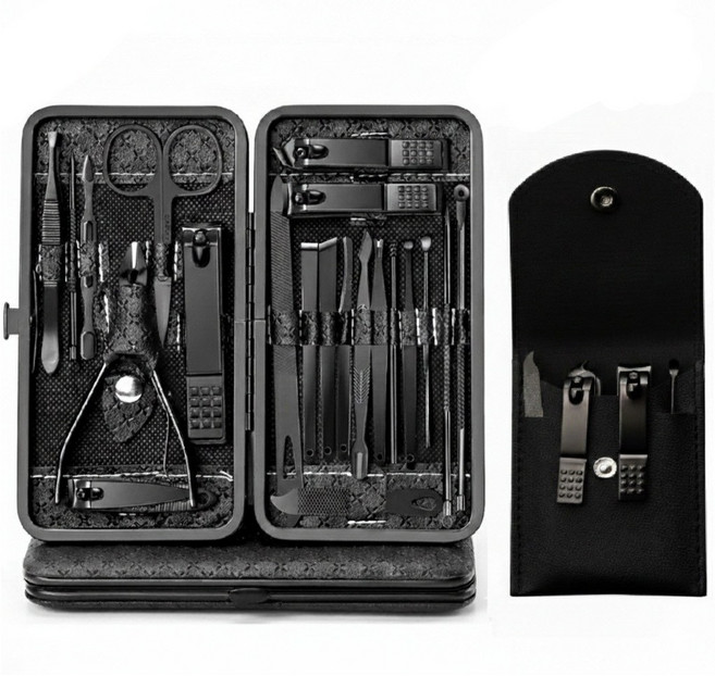 유미닉 휴대용 손톱깎이 네일케어 세트 미용 손톱관리, 1세트, 블랙 21종