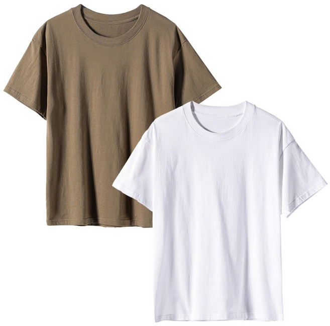 (당일발송) 1+1 고밀도 20수 남녀공용 프리미엄 순면 무지 라운드 반팔 티셔츠