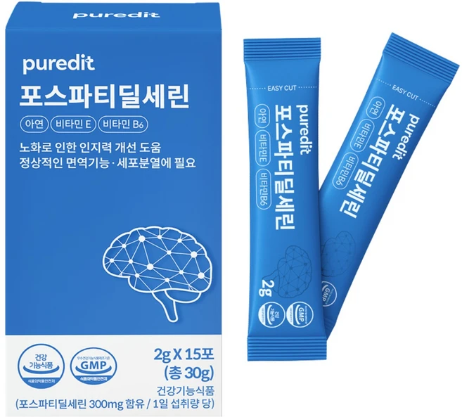 퓨어딧 포스파티딜세린 인지력 개선 4중 기능성 (2g x 15포), 1박스, 30g - 쿠팡
