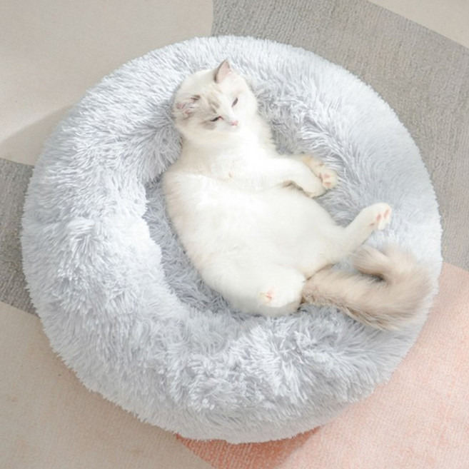 다있어유 엄마품속 고양이 도넛방석 강아지 핑크 모카브라운 구름그레이, 1개, 구름그레이(회색.Gray)