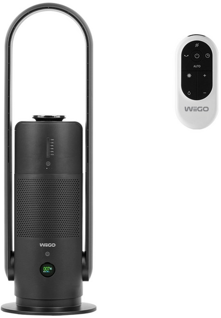 위고 올인원 팬타워 청정가습기 공기청정기 UV살균 화이트 앱연동 간편세척 가정용 사무실용 인테리어 활용 습도조절 초음파식 사계절용, WG-FNAH (그레이)