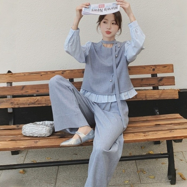 ZAJA 여성 봄 가을 캐주얼 정장 세트 하객룩 투피스