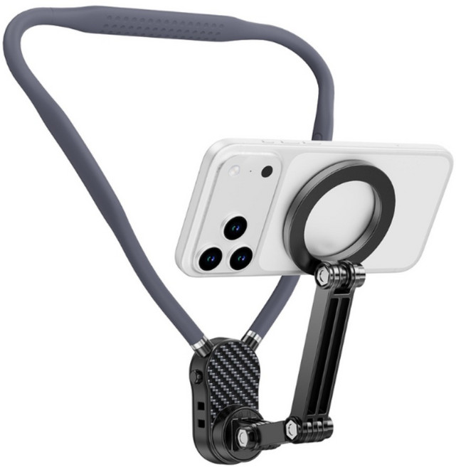 가제만 맥세이프 휴대폰 목걸이 거치대 스마트폰 넥마운트 마그네틱 아이폰, 1개, 그레이, H1